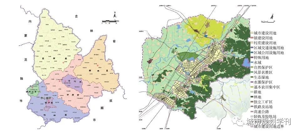 辽宁省铁岭市清河区(左:行政区划,右:铁岭市规划区规划图)