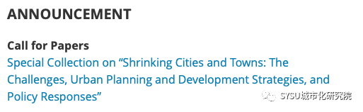 SSCI期刊《Journal of Urban Planning and Development》“收缩城市”专辑征文即将截止! SSCI期刊《Journal of Urban Planning and Development》“收缩城市”专辑征文即将截止!
