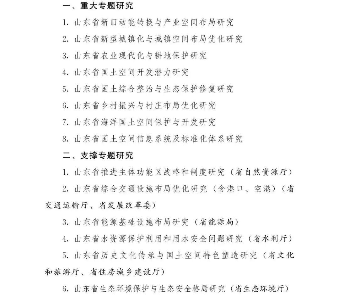 山东省政府办公厅印发《山东省国土空间规划编制工作方案》