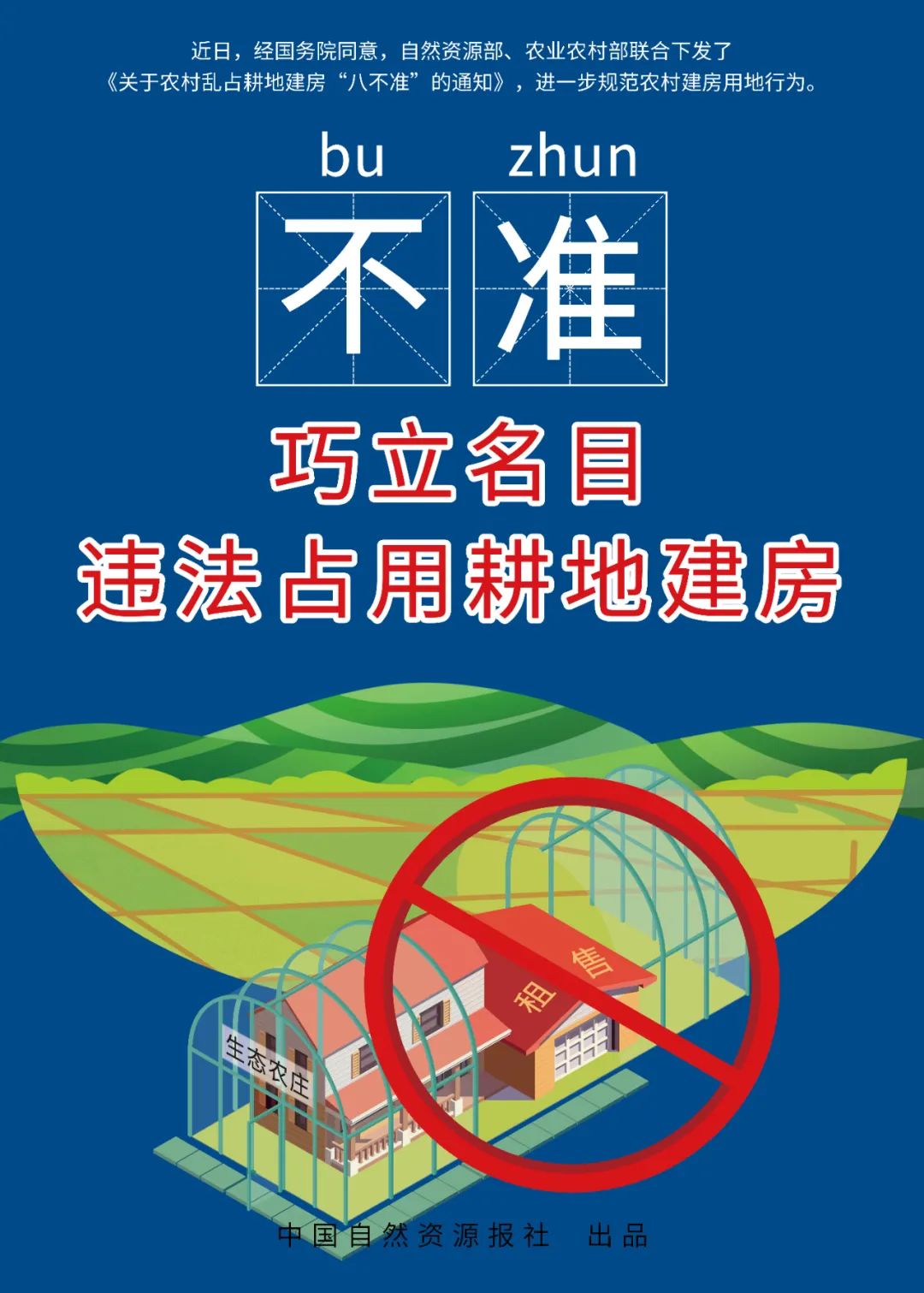 快来下载农村乱占耕地建房“八不准”高清海报