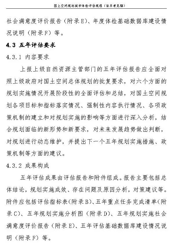 《国土空间规划城市体检评估规程》（征求意见稿）公开征求意见