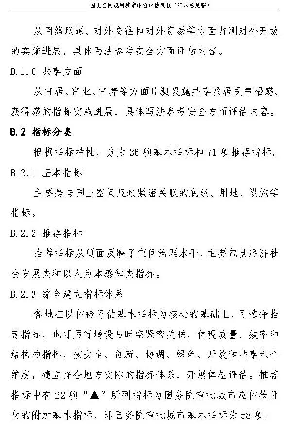 《国土空间规划城市体检评估规程》（征求意见稿）公开征求意见