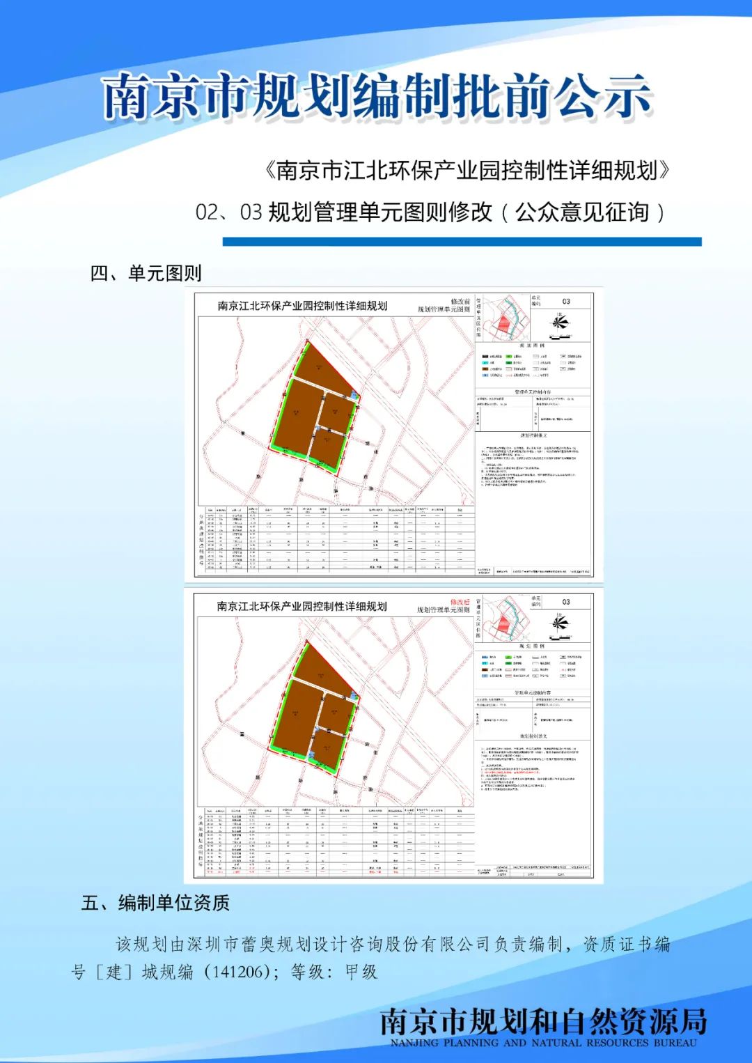 《南京市江北环保产业园控制性详细规划》02、03规划管理单元图则修改（公众意见征询）