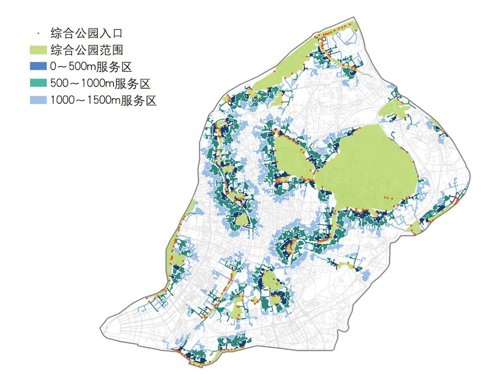 【文章导读】公园城市视角下公园步行范围与城市形态分析