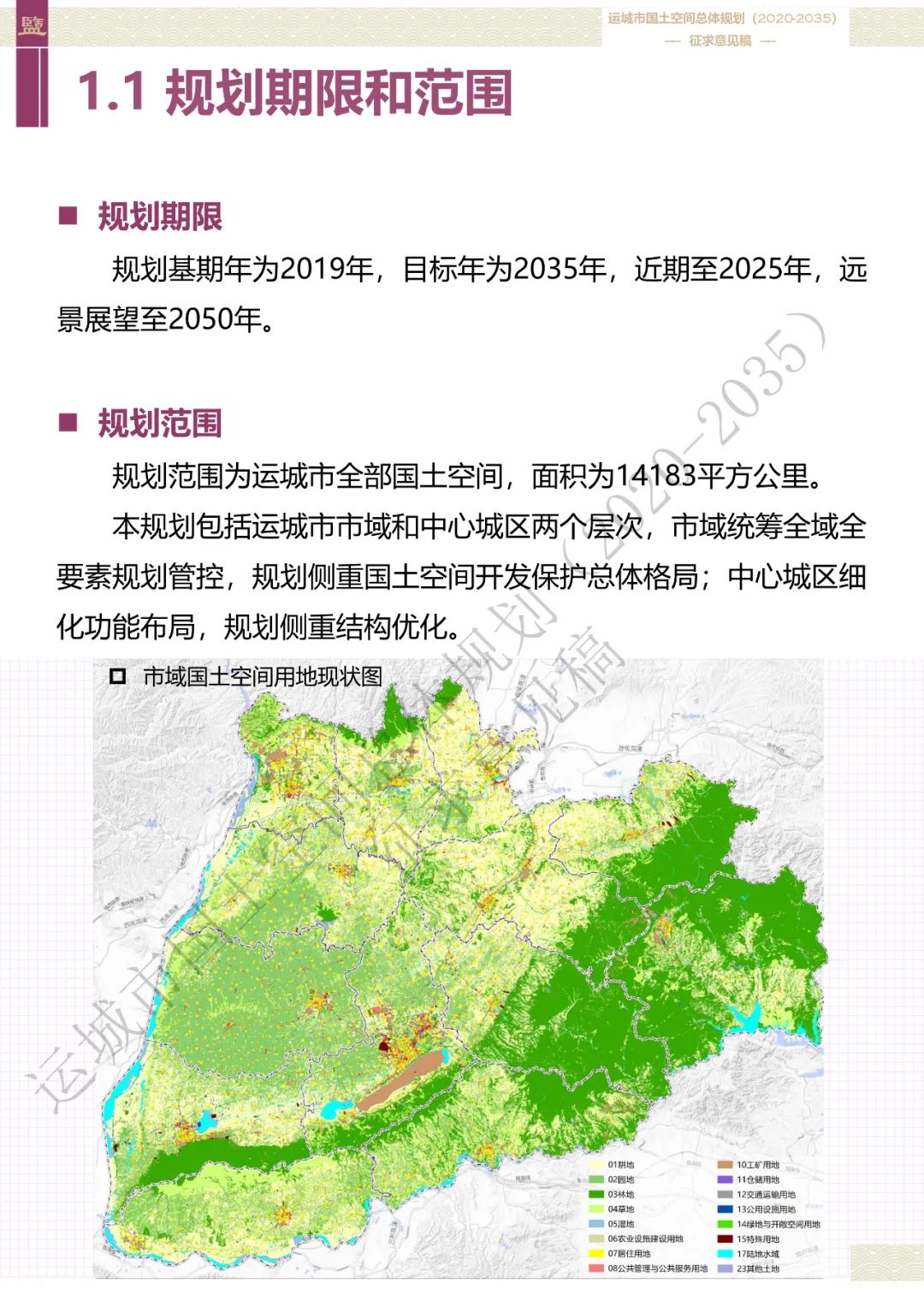 市级案例：运城市国土空间总体规划（2020-2035年）（征求意见稿）