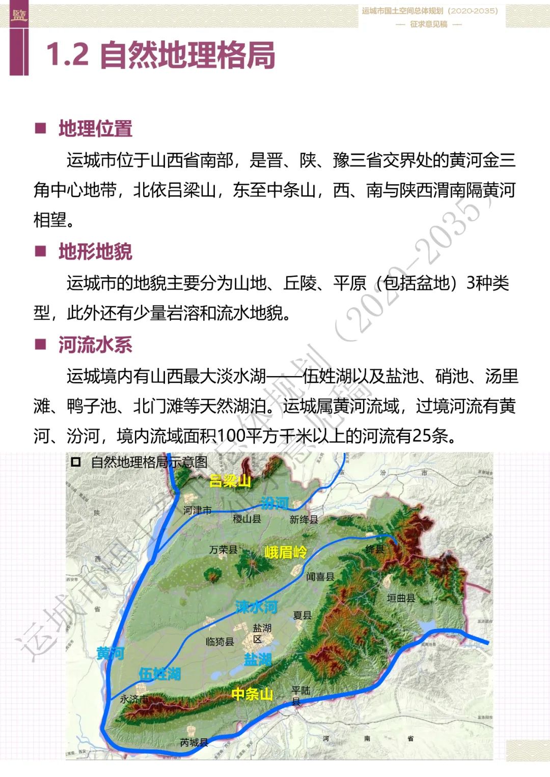 市级案例：运城市国土空间总体规划（2020-2035年）（征求意见稿）