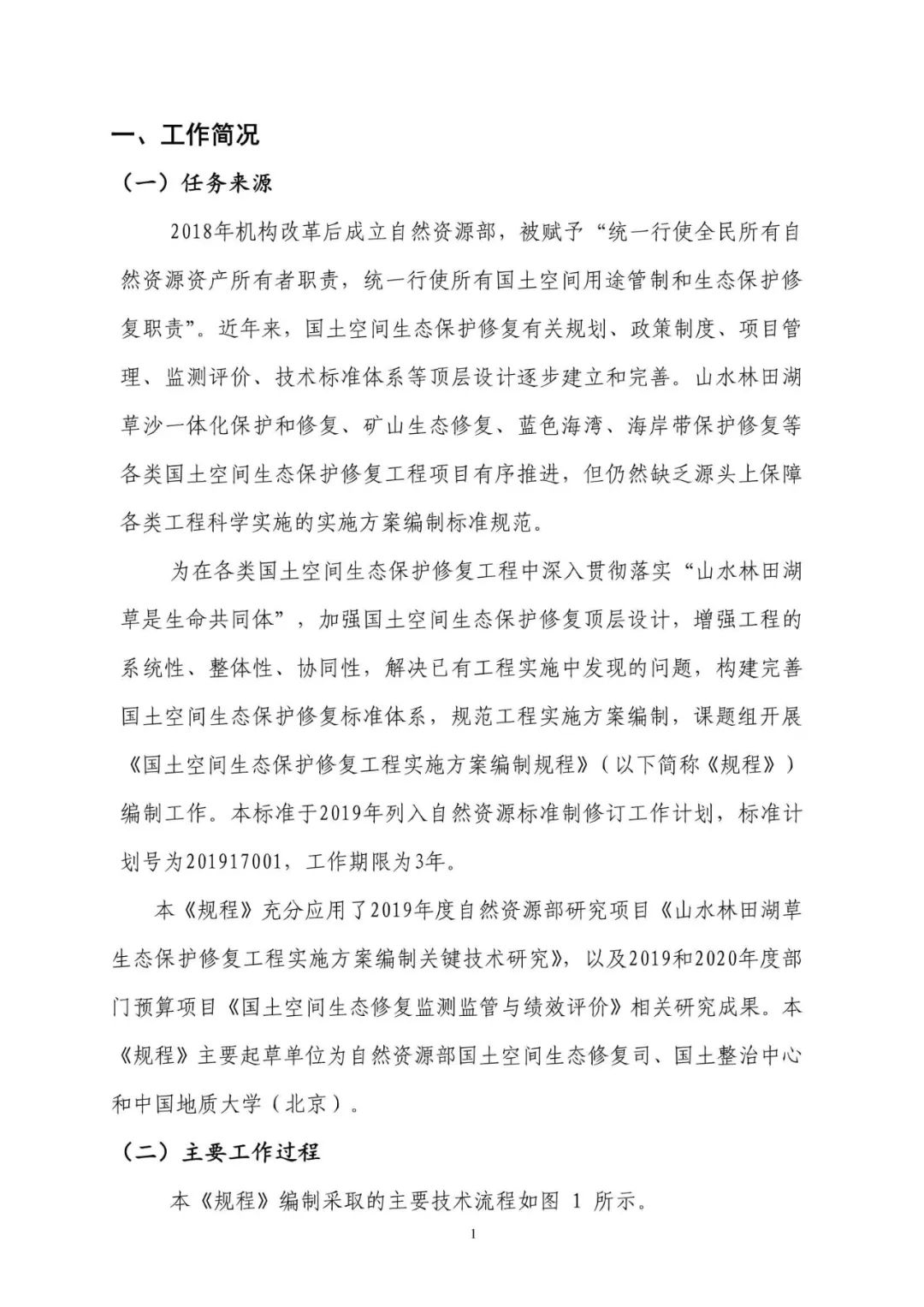 《国土空间生态保护修复工程实施方案编制规程》公开征求意见