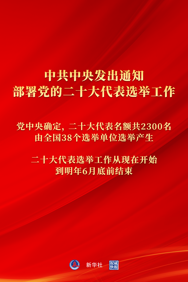 中共中央发出通知 部署党的二十大代表选举工作 中共中央发出通知 部署党的二十大代表选举工作