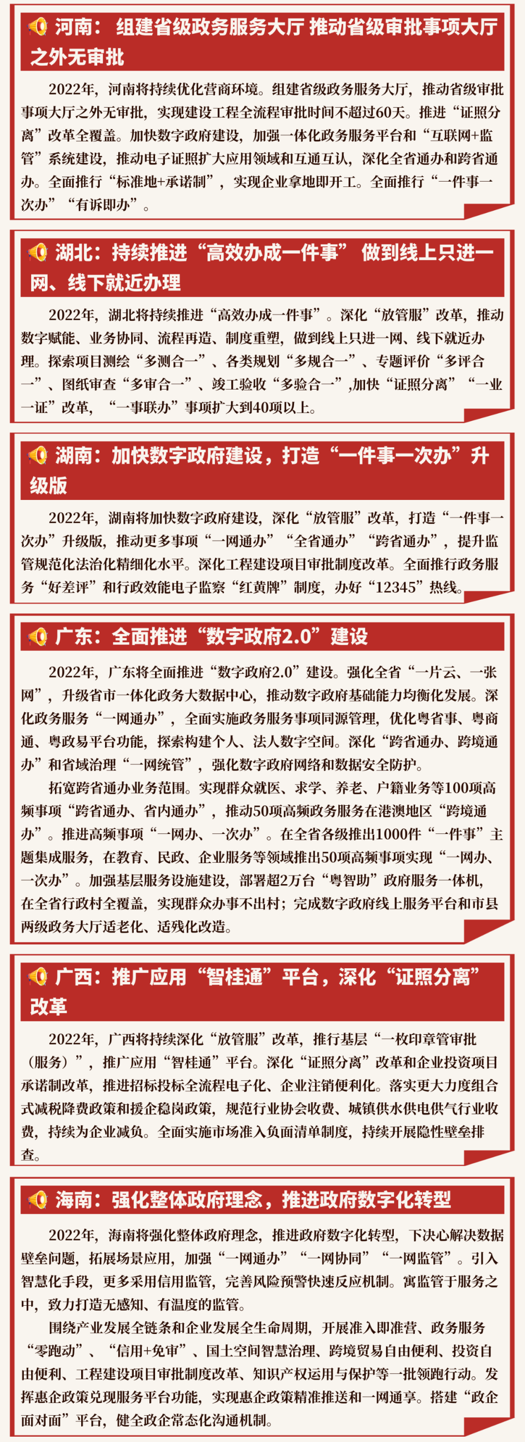 从省级政府报告看，2022年各地数字政府建设工作重点