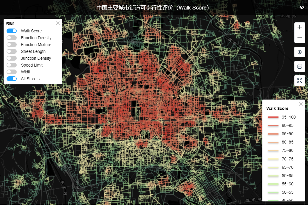 数据分享｜中国主要城市街道步行指数（Walk Score）