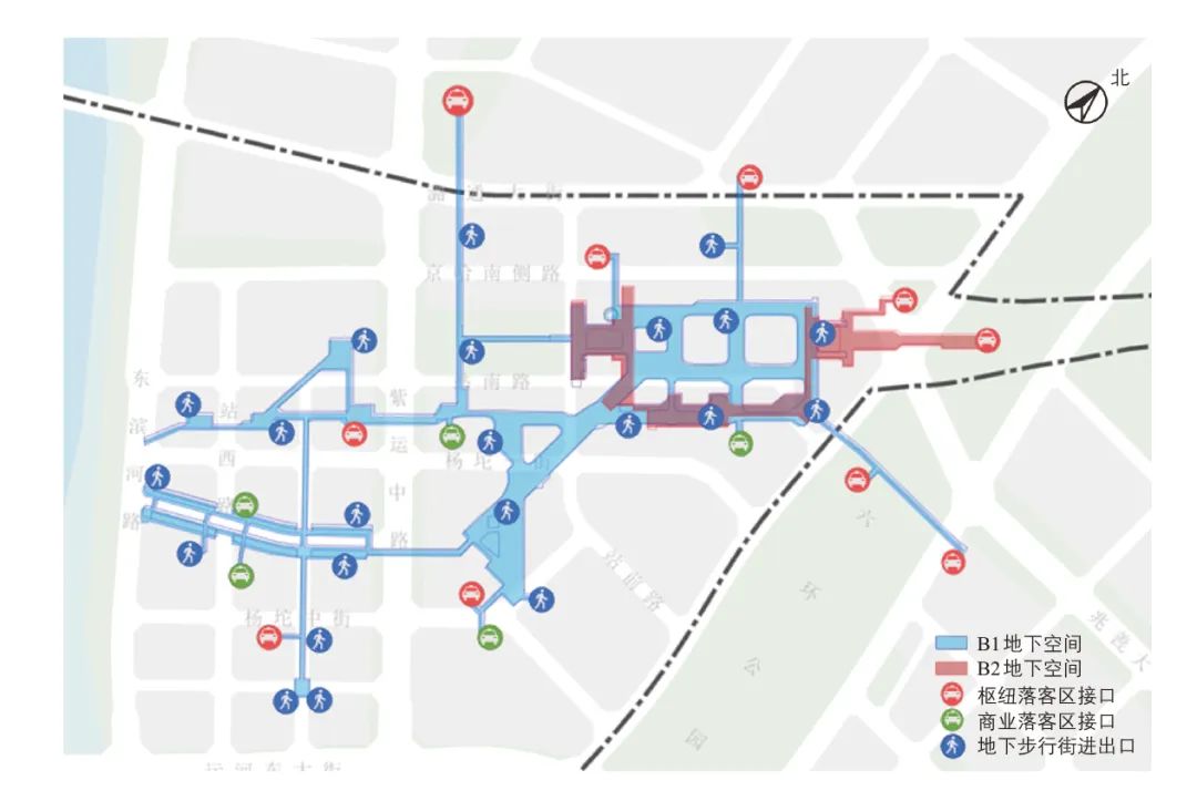 高铁站周边区域步行系统规划：以北京城市副中心站为例