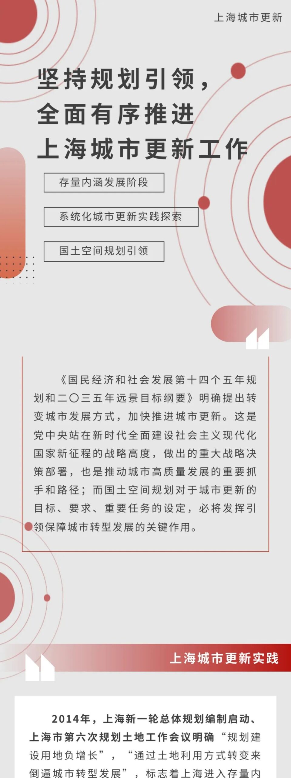 城市更新 规划先行 | 坚持规划引领，全面有序推进上海城市更新工作