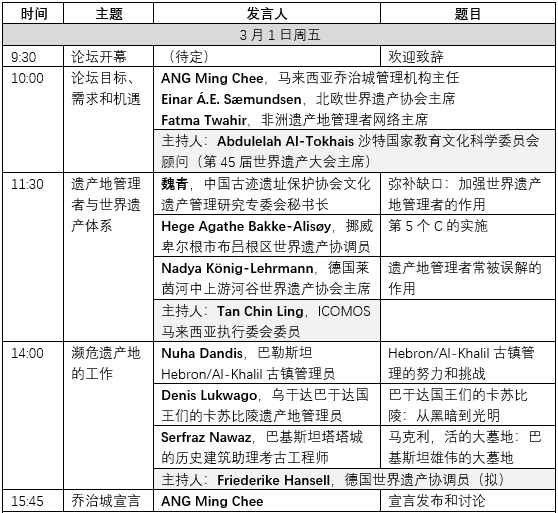 推荐 | 首届国际遗产地管理者论坛发布日程（第一版）