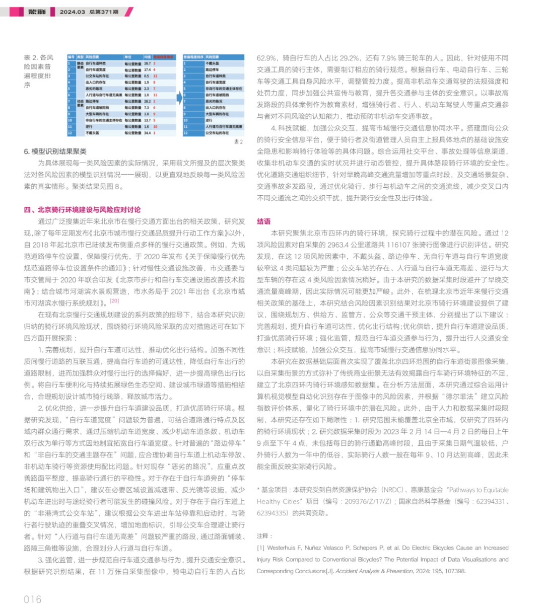 论文推荐 | 基于自采集街景和深度学习的北京骑行环境风险评估