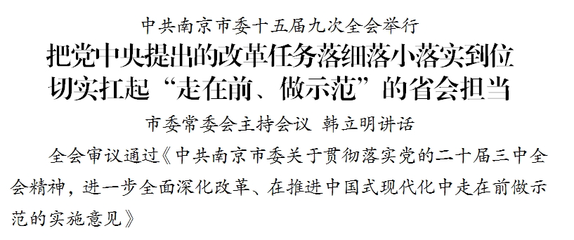 中共南京市委十五届九次全会举行