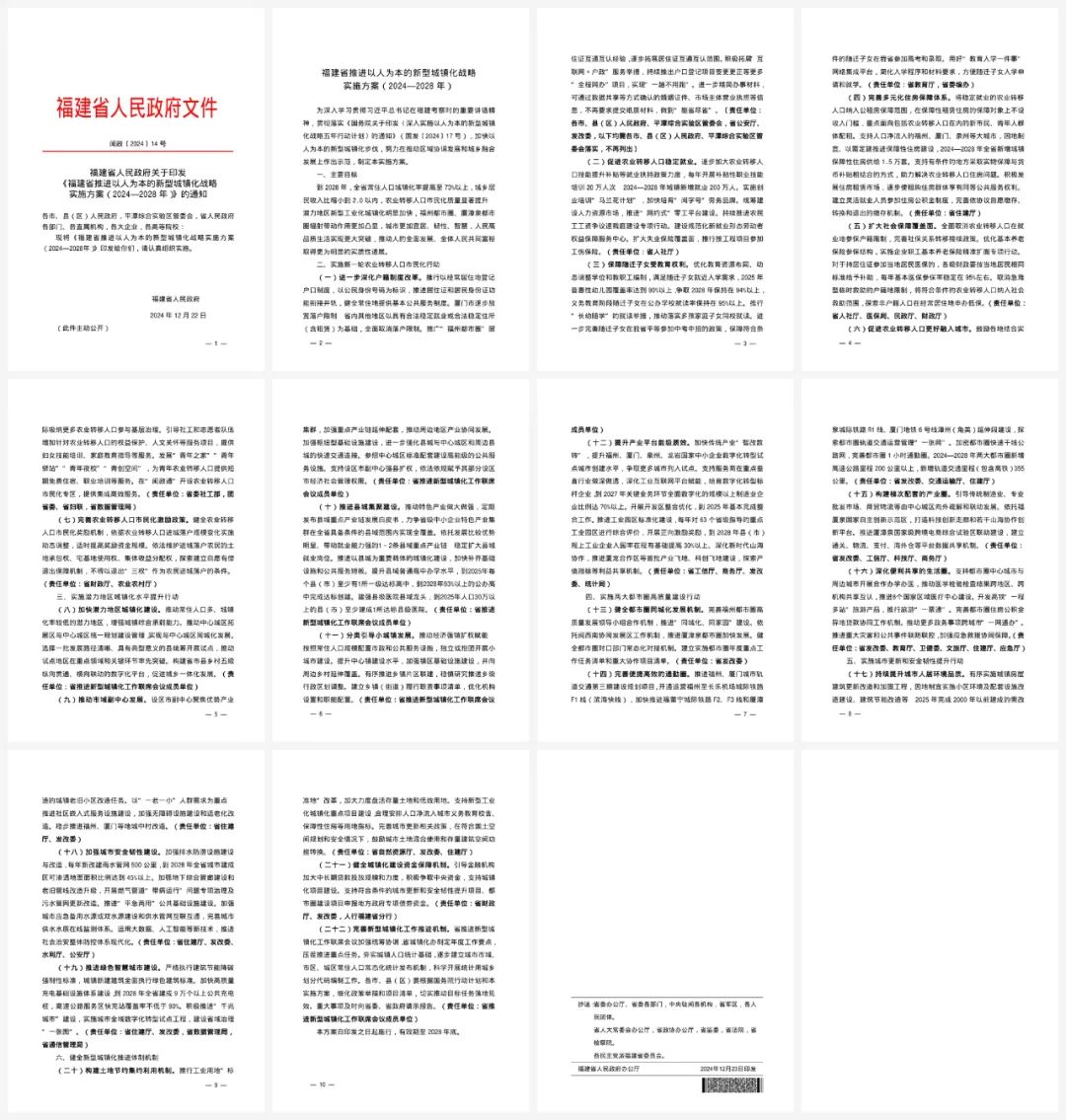 福建省发布《推进以人为本的新型城镇化战略实施方案(2024—2028年)》,常住人口城镇化率提高至73%以上 福建省发布《推进以人为本的新型城镇化战略实施方案(2024—2028年)》,常住人口城镇化率提高至73%以上