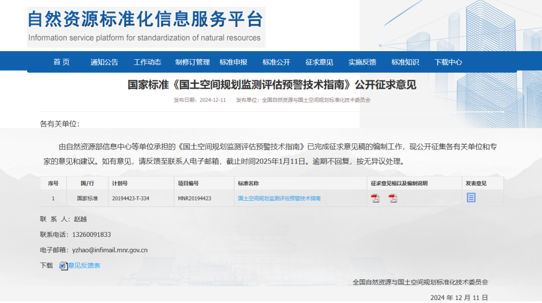 事关国土空间规划实施监督，这一国家标准征求意见中