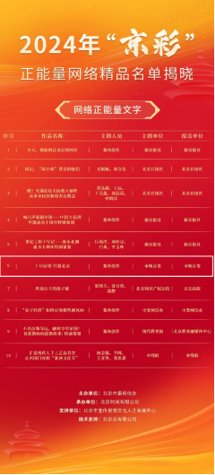 获奖！《十年回望·共划北京》作品入选2024“京彩”正能量十佳网络精品